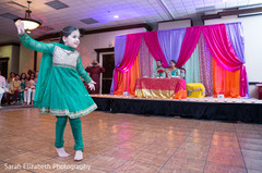 Sweet girl dancing in green sari Sweet girl dancing in green sari