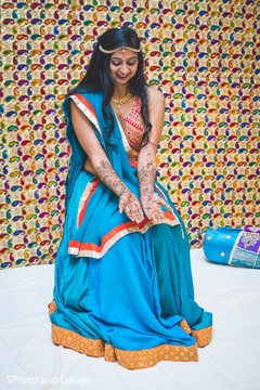 Indian bride mehndi party portrait. Indian bride mehndi party portrait.