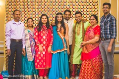 Mehndi party family portrait. mehndi party,indian bride,pre wedding celebrations,indian wedding photography