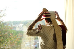 Glance of Indian groom getting ready. indian groom fashion,sherwani,getting ready,turban