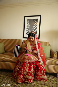 Letter and gift from the groom. indian bridal makeup,bridal jewelry,getting ready