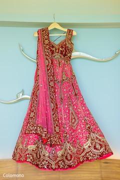 Dreamy pink and rose bridal lengha. bridal fashion,indian bride lengha,ceremony fashion