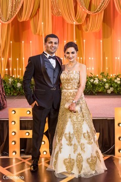 Drop-dead gorgeous Indian newlyweds. reception fashion,indian wedding reception,indian bride and groom