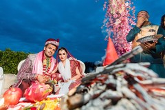 Sweet indian couple at their wedding ceremony. indian wedding ceremony,mandap,indian bride and groom