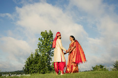 Indian couple's first look before the ceremony. indian bride and groom,wedding ceremony fashion,first look