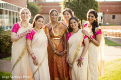 Stylish southern Indian bridal party. indian bridesmaids,indian bride,sarees