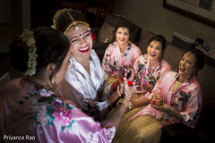 Joyful indian bride with bridesmaids Joyful indian bride with bridesmaids