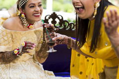 Pre indian wedding celebration bridal mehndi,mehndi,yellow sari