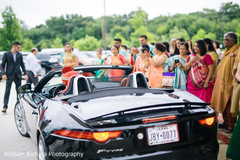 Indian newlyweds farewell. indian wedding,transportation,post-wedding traditions