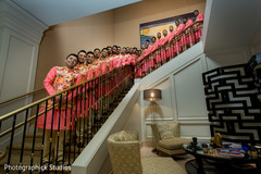Large Indian groomsmen party. indian bride,getting ready,hair and makeup,indian bridal jewelry