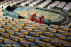 "Metro" themed Indian wedding seating cards. indian wedding reception,seating cards,seating plan