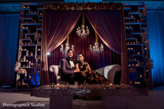 Glamorous Indian newlyweds. indian wedding reception,indian wedding stage,indian bride and groom