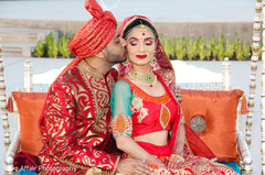 Charming Indian wedding portrait. indian wedding photography,indian bride and groom,swing