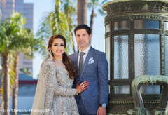 Gorgeous indian couple in their reception outfits indian bride fashion,bridal lengha,reception fashion