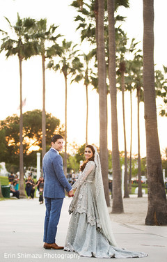 Stunning indian newlyweds silver lengha,bridal lengha
