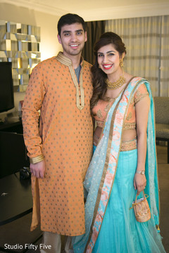Graceful Indian bride and groom's pre-wedding style. pre-wedding fashion,parsi bride and groom,getting ready,lehenga