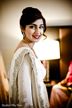 Perfect Indian Parsi bridal look. getting ready,indian parsi bride,white sari,hair and makeup
