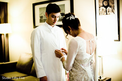 Inspiring Indian Parsi bride and groom getting ready together. indian parsi bride and groom,getting ready,wedding ceremony fashion
