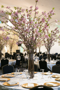 Fantastic cherry blossom centerpieces. indian wedding reception,floral and decor,floral centerpiece