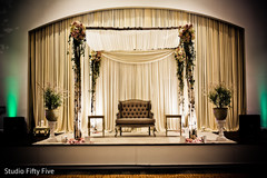 Draped Indian wedding reception stage. indian wedding reception,floral and decor,wedding stage