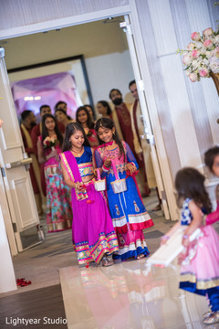 Indian flower girls magical scene. indian wedding ceremony,floral and decor,flower girls