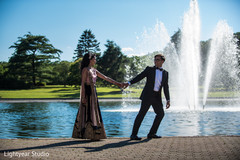 Indian couple's outdoor gardens photo shoot. indian wedding photography,indian bride and groom,reception fashion