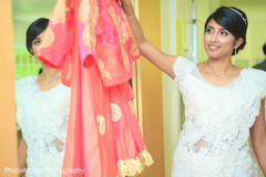 Indian bride ceremony and reception outfits. indian bride,getting ready,bridal ceremony fashion