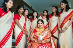 Indian bride with bridesmaids capture indian bride fashion,indian bridesmaids’ fashion,bridal jewelry,indian bridal party