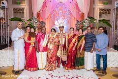 Indian bride and groom family portrait indian wedding ceremony,indian bride and groom portrait