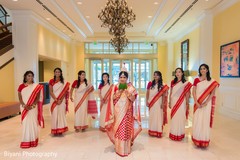 Indian bride posing with bridesmaids indian bride fashion,indian bridesmaids’ fashion,indian bridal party