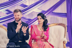 Glowing Indian lovebirds. indian wedding reception,indian bride and groom,dj