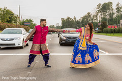 Indian bride and groom's outdoor photo shoot pre- wedding celebrations,indian bride fashion,indian groom fashion