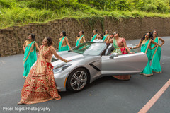 Indian bride posing with bridesmaids indian bride fashion,indian bridesmaids’ fashion,transportation,indian bridal party
