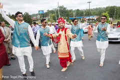 Indian groom and groomsmen dancing during baraat indian groom fashion,indian groomsmen,indian wedding baraat