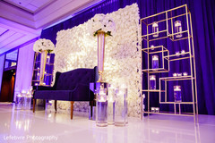 Purple and white Indian wedding stage decor. indian wedding reception,indian wedding decor,indian wedding stage.