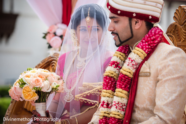 Indian bride and groom at their wedding ceremony
