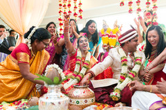 Indian bride and groom having a fun time indian wedding ceremony,indian bride and groom,indian wedding ceremony photography