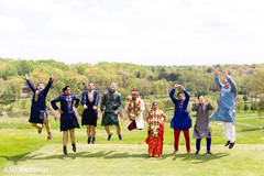 Vibrant capture of indian bride and groom with groomsmen outdoor photography,indian bride and groom,indian groomsmen