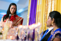 Adorable indian bridesmaid giving a speech indian wedding reception,indian wedding reception photography,indian bride and groom,indian bridesmaids