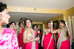 Indian bridesmaids having a drink before wedding Indian bridesmaids having a drink before wedding