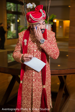 Indian groom reading a letter from the bride. Indian groom reading a letter from the bride.