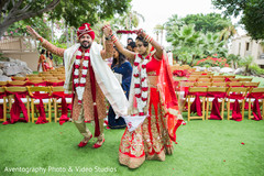 Bubbly Indian newlyweds. indian wedding ceremony,indian wedding decor,outdoor ceremony
