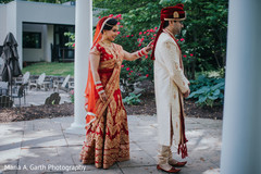 Indian couple first glance. Indian couple first glance.