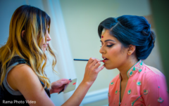 Indian bride with her makeup artist Indian bride with her makeup artist