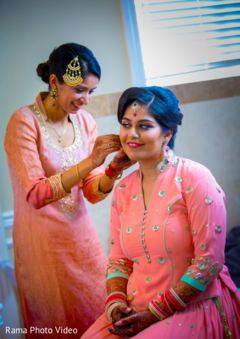 Lovely indian bride in pink lengha Lovely indian bride in pink lengha