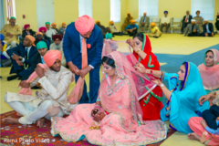 Indian wedding ceremony traditions peach dupatta,pink lengha,peach lengha,indian wedding