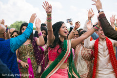 Guests dancing during baraat Guests dancing during baraat