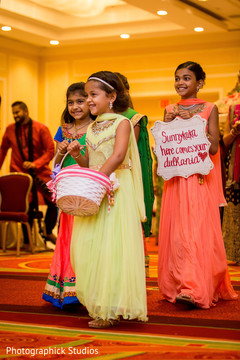 Lovely here comes the dulhania sign indian wedding,indian flower girls