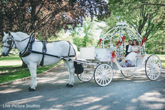 Fairy tale indian just married carriage indian wedding,white horse,carriage
