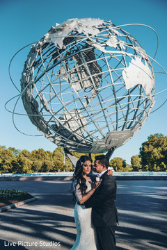 Indian newlyweds outdoor photo shoot white wedding dress,bridal fashion,indian bride fashion